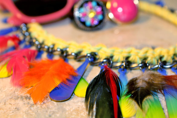 psychedelic feather necklace accessories