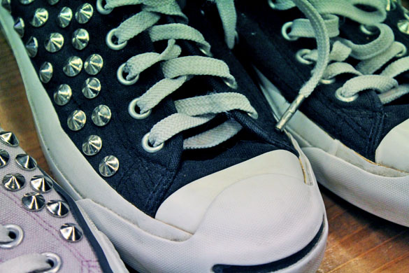 studded black converse shoes