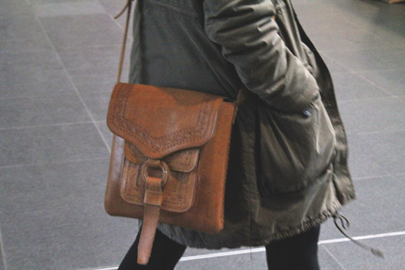 Brown leather satchel accessories