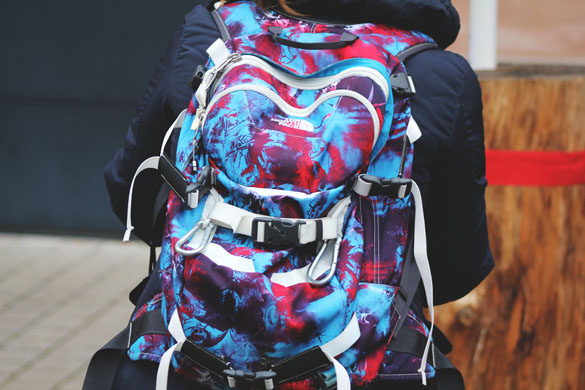 Backpack from the north face in blue and red