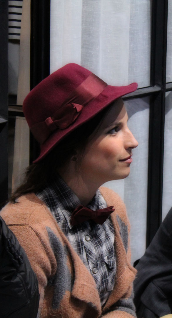 trilby hat and bowtie in bordeaux