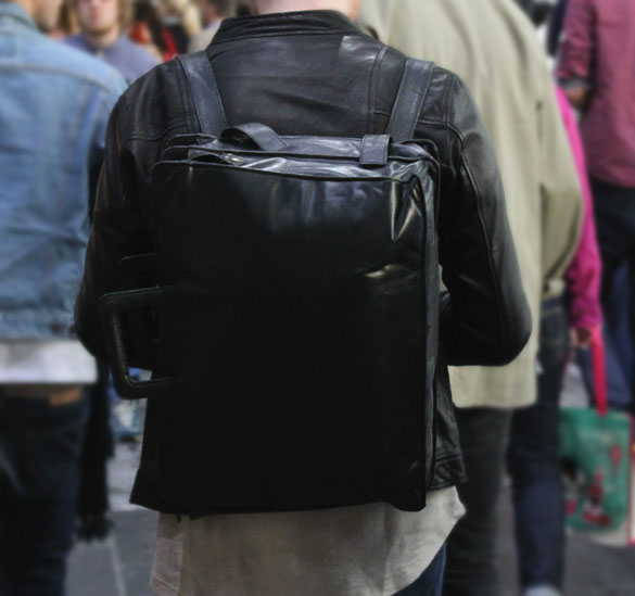 Leather backpack and briefcase in one