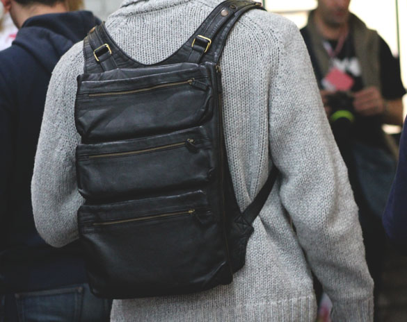 Black backpack with three pouches