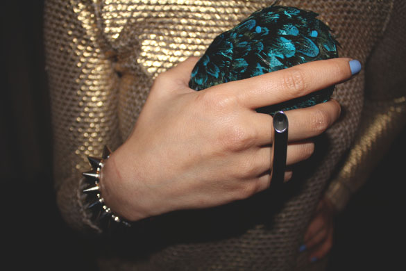 spike bracelet and two finger ring